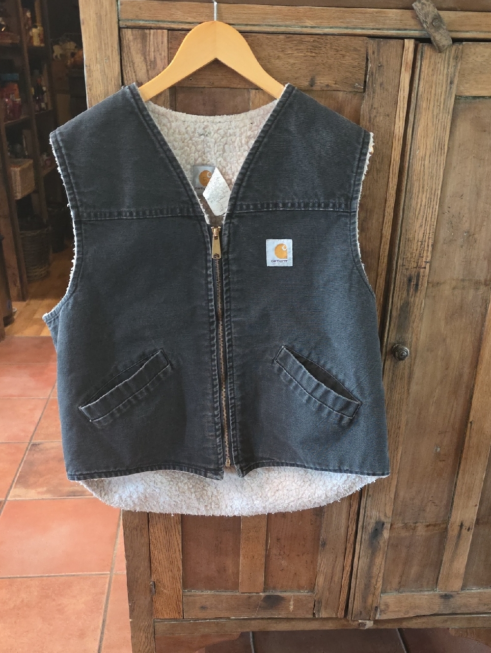 Carhartt Kids Dark Gray Sherpa-Lined Zip Vest